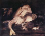 William Merritt Chase The still life of fish USA oil painting artist